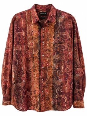 Mine XL Paisley Floral Button Down Shirt 100% Cotton Statement Shirt